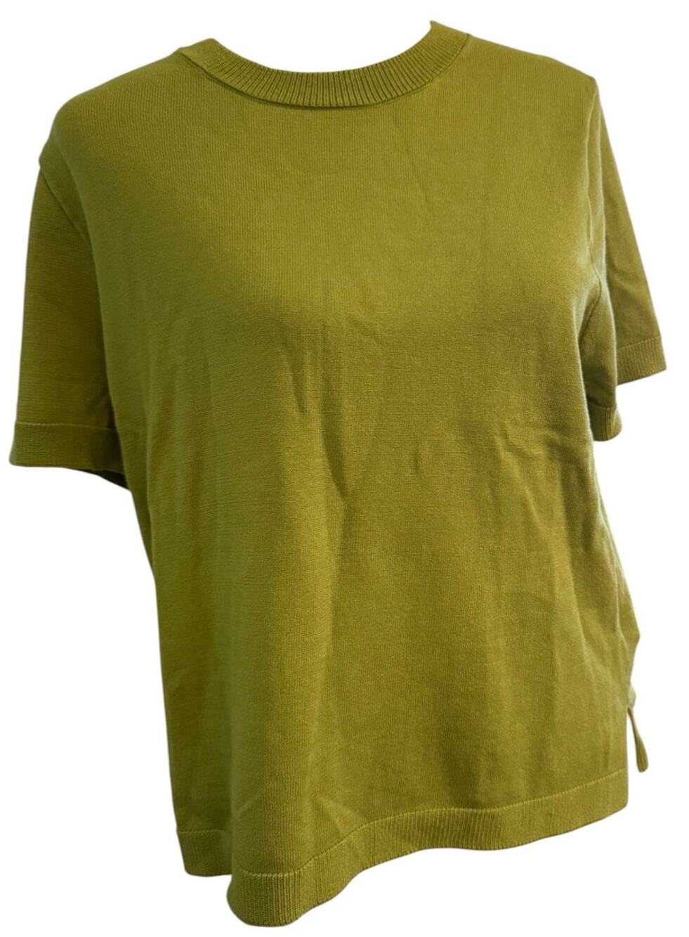 Zara Olive Green Knit Short Sleeve Sweater, Women's Medium